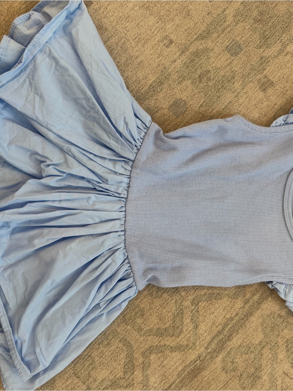 Molo Blue Knit Bodice Ruffle Dress